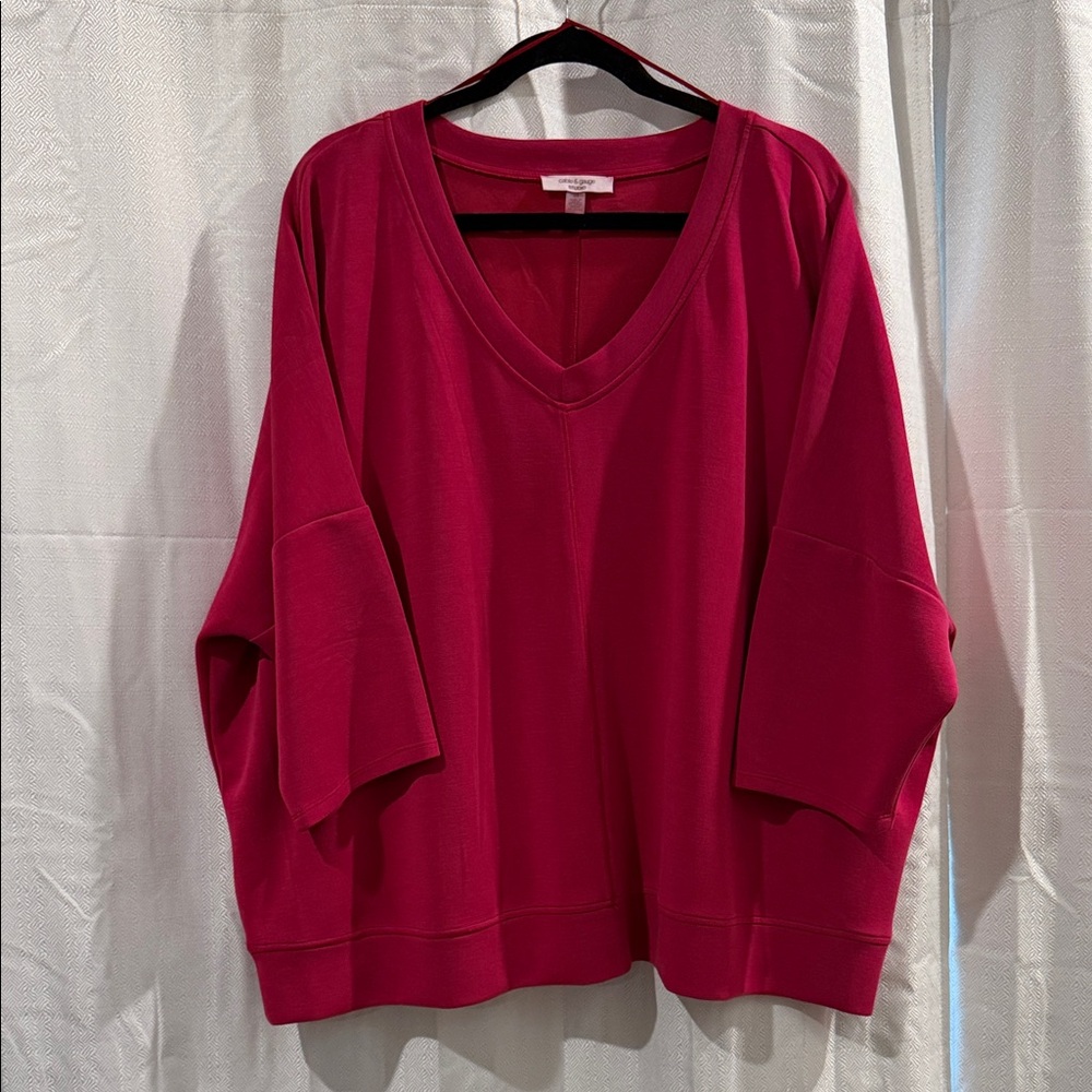 Vibrant Fuschia V-Neck Pullover